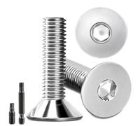 Lot de 20 vis à tête fraisée en acier inoxydable M8 x 30 mm à six pans creux M8 Vis à tête fraisée DIN 7991/ISO 10642 Vis à tête fraisée avec 2 têtes de vis hexagonales (argentées)