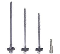 Lot de 20 vis à tête hexagonale autotaraudeuses 6,4 x 190 mm en acier au carbone avec rondelles EPDM pour la fixation de panneaux à sandwich (20, 6,4 x 190 mm)