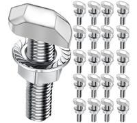 Lot de 20 vis à tête marteau M6 x 30 - En acier inoxydable A2-70 - Avec écrous à dents de blocage - Écrous à bride - Vis à double filetage M6 - Pour rail de montage solaire PV, serre et profil en