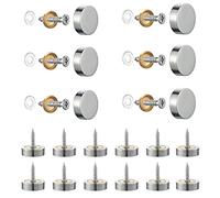 Lot de 20 vis en acier inoxydable brossé avec capuchons décoratifs pour miroirs, tables, assiettes, armoires, panneaux en verre Argenté 14 mm