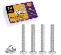 Lot de 20 vis pour machine M4 x 45 mm, assortiment métrique en acier inoxydable 304, filetage complet, Phillips Drive pour les réparations de meubles, les réparations et les imprimantes 3D