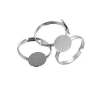Lot de 200/400 bagues vierges réglables en métal de 7 à 10 mm pour la fabrication de bijoux faites à la main (rhodium 10 mm, 200 pièces)