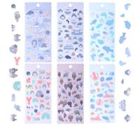 Lot de 200 autocollants 3D mignons en feutre floqué doux avec sceaux, loutres, requins et baleines, 6 feuilles d'autocollants réutilisables pour étui de téléphone, ordinateur portable, scrapbooking