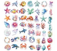 Lot de 200 autocollants animaux marins autocollants imperméables autocollants pour bouteilles d'eau Autocollants muraux d'animaux de mer pour skateboards Décorations