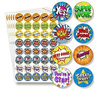 Lot de 200 autocollants colorés « Well Done » pour enfants, récompense, louange, bon travail, lot d'autocollants pour enseignants | Étiquettes de récompense brillantes pour enfants pour l'école, la