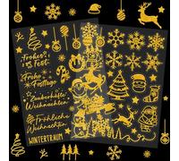 Lot de 200 autocollants de Noël à paillettes dorées pour enfants - Autocollants de Noël pour bricolage de Noël - Autocollants de Noël pour bricolage - Décoration de Noël - Cartes de Noël -