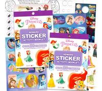 Lot de 200 autocollants de récompense Disney Princess pour enfants - Ensemble avec 2 livres d'activités avec Ariel, Belle, Cendrillon, Plus de 200 autocollants Disney Princess pour apprendre à la