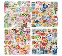 Lot de 200 autocollants esthétiques alimentaire, autocollants en vinyle, mignons et girly, pour bagages, scrapbooking, skateboard, guitare, cadeau pour adolescentes, enfants et filles.