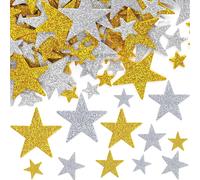 Lot De 200 Autocollants Étoiles De Noël - 4 Tailles - Pour Bricolage - Confettis À Paillettes - Décoration De Noël - Étoiles Dorées - Étoiles Adhésives - Étoiles Scintillantes À Coller