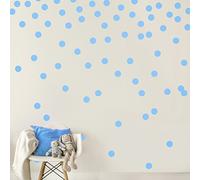 Lot de 200 autocollants muraux à pois bleus clair - Facile à décoller et à coller - Peinture sûre sur les murs - En vinyle mat amovible - Décoration à pois - Cercle rond - Paillettes - Grande feuille de papier pour chambre d'enfant