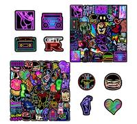 Lot de 200 autocollants néon cool graffiti autocollants de fête autocollants imperméables pour ordinateurs portables, skateboards, bouteilles, téléphones portables, motos, vélos
