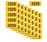 Lot de 200 autocollants pour dossiers, documents et étagères, 6 x 2,5 cm, pour dossiers, documents et étagères, chiffres annuels 2026, pour dossiers, jaunes
