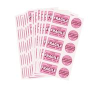 Lot de 200 autocollants roses fragiles pour expédition, ne pas écraser, plier ou plier la poignée avec étiquettes d'entretien, autocollants d'avertissement pour expédition, cartons d'expédition