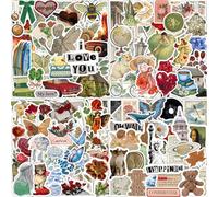 Lot de 200 autocollants vintage esthétiques rétro en vinyle imperméable pour bouteilles d'eau, ordinateur portable, scrapbooking, journal, MacBook, valise, guitare, carnet, agenda, skateboard, scooter
