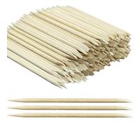 Lot de 200 bâtonnets à ongles en bois orange, double tête multifonction pour enlever les cuticules, outil de manucure et pédicure