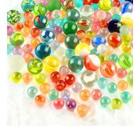 Lot de 200 billes enfant sans trou Billes en verre colorées 10mm 16mm Marbles billes décoratives scintillantes pour bricolage jeux sensoriels Grand pack de billes en verre pour décoration maison