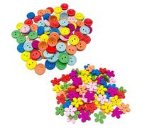 Lot de 200 boutons en bois colorés, couleur prune avec double trou, faits à la main pour coudre, assiettes et rondes pour manteaux, pulls et projets de bricolage