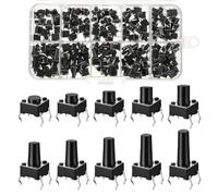 Lot de 200 boutons poussoirs tactiles à 4 broches - 10 valeurs - 6 x 6 mm - Assortiment de boutons poussoirs - Pour projets de panneaux