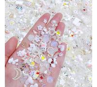 Lot de 200 breloques 3D pour ongles en résine avec nœud, nœud, perle, cœur, ours, fleur, papillon, décoration d'ongles en résine pour nail art, loisirs créatifs, bijoux, accessoires