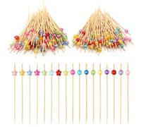 Lot de 200 Brochettes en Bambou 12 cm, Piques Apéritif Écologiques Jetables pour Cocktail, Finger Food, Fruits, Charcuterie et Fêtes