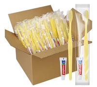 Lot de 200 brosses à dents de voyage pré-collées avec 5 g de dentifrice emballées individuellement pour hôtels, refuges et maisons de soins infirmiers