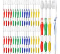 Lot de 200 brosses à dents jetables de taille moyenne avec poignée facile à prendre en main - Brosses à dents individuelles colorées emballées individuellement, avec poils doux standard
