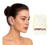 Lot de 200 cache-oreilles jetables imperméables pour la douche et la teinture des cheveux - Bouchons d'oreilles en plastique transparent avec élastique doux, taille unique pour adultes, avec pochette