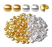Lot de 200 cache-perles craser en m tal de 5 mm, ronds et ouverts, pour la fabrication de bijoux, en or et en argent
