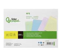 Lot de 200 cartes à fiches Liderpapel pour étudier lignées en carton coloré 170 g/m² 160 x 220 mm