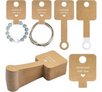 Lot de 200 cartes de présentation autocollantes pour bijoux, colliers, porte-clés, cartes d'affichage pour ranger et exposer des bijoux, boucles d'oreilles, bracelets, bandeaux de cheveux (kaki foncé)