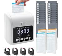 Lot de 200 cartes de temps, 4 rubans d'encre, 2 supports à dix emplacements, machine de poinçonnage de code pour bureau et restaurant