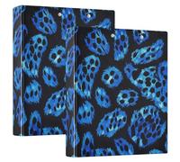 Lot de 200 classeurs à anneaux ronds de 3,8 cm avec couverture de poche, imprimé léopard bleu et noir, fournitures de bureau