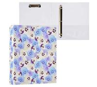 Lot de 200 classeurs A4 à 3 anneaux en D pour enfants, fournitures scolaires, femmes, hommes et bureau - Motif fleurs de pensées bleues