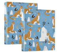 Lot de 200 classeurs modernes à anneaux ronds de 2,5 cm et demi avec poches, motif léopard