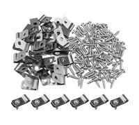 Lot de 200 clips métalliques robustes en acier inoxydable, argentés, réutilisables, for clôtures treillis tissé, agrafes galvanisées Pour clôture