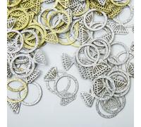 Lot de 200 confettis dorés à paillettes pour bague de mariage, confettis de table de mariage, enterrement de vie de jeune fille, décoration de fête prénuptiale, bague et cercle confettis dorés pour