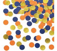 Lot de 200 confettis dorés bleus et oranges pour décoration de table pour fête prénatale, anniversaire, mariage, remise de diplôme, fête de retraite, 3 cm de diamètre