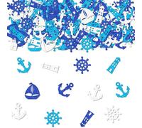 Lot de 200 confettis sur le thème nautique, ancre de navire, gouvernail en papier, décorations de table sur le thème de l'océan pour fête prénatale, révélation du sexe, mariage, fête d'anniversaire,