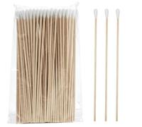 Lot de 200 cotons-tiges en bois de 15 cm de long, avec manche en bois de 15 cm de long, cotons-tiges en bois et pointe en coton hygiénique