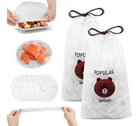 Lot de 200 couvercles alimentaires élastiques en polyéthylène,Sacs de Conservation Frais,Charlotte Alimentaire Reutilisable Couvercles de Bols Élastiqués,Film Alimentaire avec Élastiqués