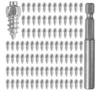 Lot de 200 crampons à neige de 4 x 12 mm, vis à goujons pour la conduite en hiver, crampons antidérapants avec outil, s'adaptent à la plupart des voitures et VUS, clous en aluminium de 4 x 12 mm