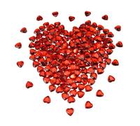 Lot de 200 cristaux diamantés en forme de cœur rouge - 12 mm - Pierres décoratives en forme de cœur - Cristaux décoratifs en forme de cœur - Diamants en acrylique - Pour bricolage, décoration, mariage