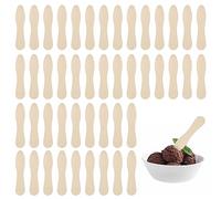 Lot de 200 cuillères à glace en bois, tiges de glace, cuillères à dégustation, mini cuillères, vaisselle biodégradable, respectueuse de l'environnement, convient pour la dégustation de