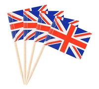 Lot de 200 cure-dents Union Jack - Drapeaux britanniques pour sandwich, nourriture, cupcake, cocktail, vaisselle, couronnement, fête, pub, barbecue, décoration d'événement royal