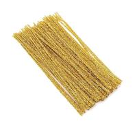 Lot de 200 cure-pipes à paillettes - Fil chenille - 6 mm x 30 cm - Multicolore - Pour le bricolage, la fabrication et la décoration - Jaune