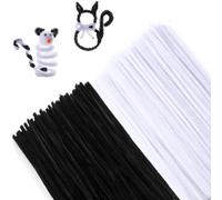 Lot de 200 cure-pipes - Noir et blanc - Fil chenille de 30 cm - Fil de nettoyage de pipe pour projets de bricolage - Fil chenille - Pour bricolage et décoration - Noir et blanc