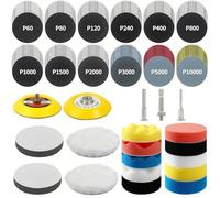 Lot de 200 disques abrasifs de 50 mm - Kit de papier abrasif pour phares - Tampons abrasifs secs et humides et tampon de polissage avec grain 60-10000 - Pour visseuse sans fil Dremel - Accessoires