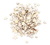 Lot de 200 disques en bois naturel pour sapin de Noël, pendentif, mariage, bricolage, décoration d'arbre de Noël, décoration de table (étoile)