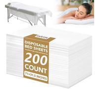 Lot de 200 Draps Jetables, Drap Jetable Table Massage, Drap de Massage Jetable, Drap de Lit Jetable pour Salon, Spa, Tatouage, Fabriqué en Tissu Non Tissé, 80 x 180 cm (Blanc)