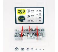 Lot de 200 Écrous frein hexagonal autobloquant nylon DIN 985 zingué M3 M4 M5 M6 M8 M10 M12